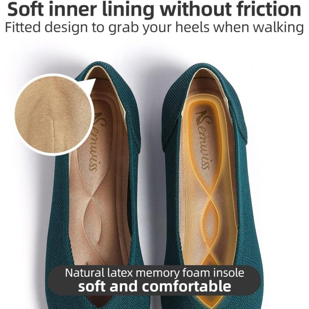 Women Pointed Toe Ballet Green Flat Comfortable Casual Dressy Work Office Shoes - Picture 3 of 6